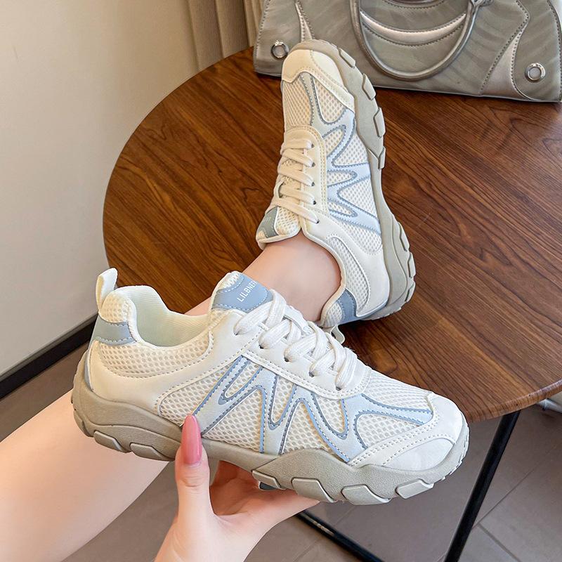 Mesh breathable thick-soled German training shoes women's 2025 autumn new imitation leather color matching small sports and leisure shoes