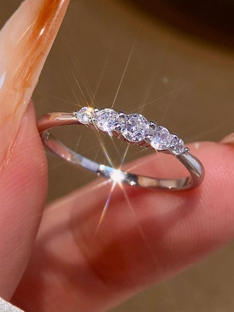 Модное Классическое Великолепное Блестящее Кольцо с Фианитами из Серебра 925 Пробы для Женщин Помолвочное Свадебное Роскошное Высококачественное Тонкое Ювелирное Изделие 5