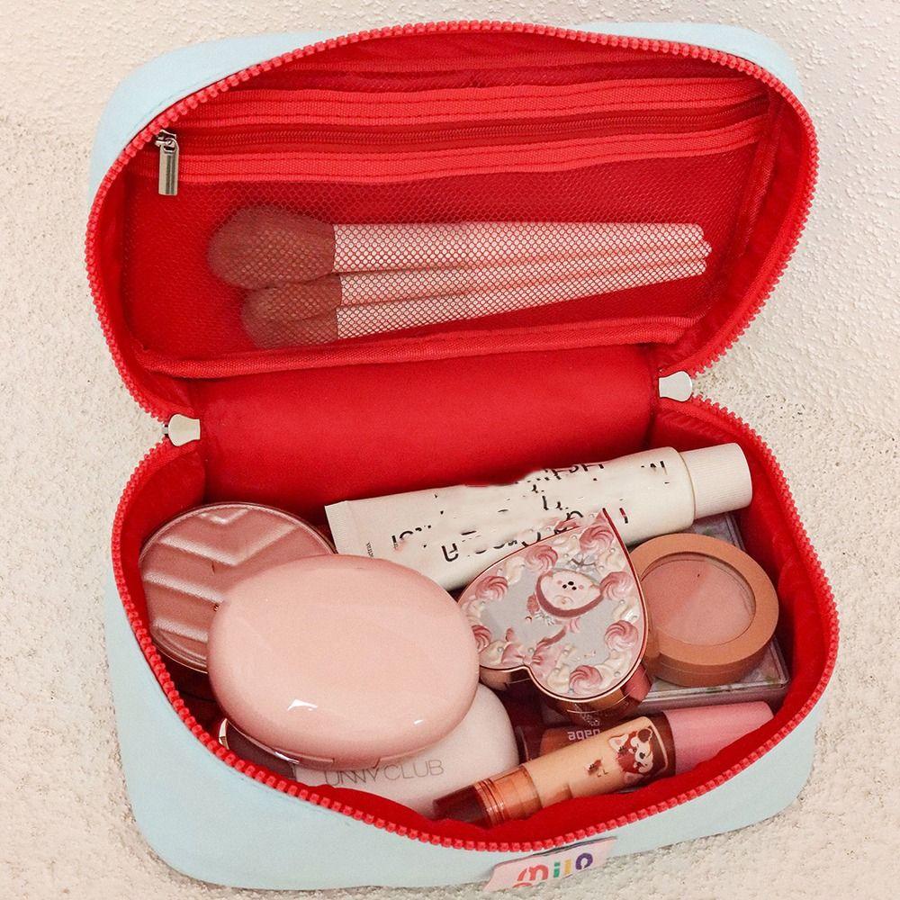 Small Fresh Macaron Cosmetic Bag Portable Large Capacity Travel Cosmetic Handbag Girl Series Storage Handbag Contrast Color