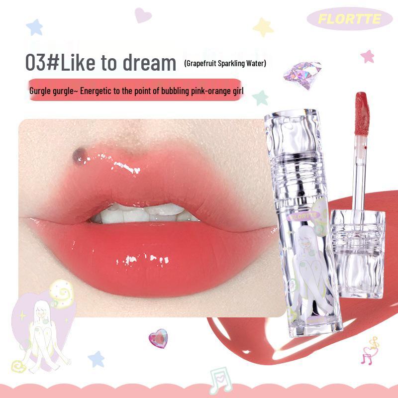 FLORTTE Girls' Dormitory Watery Light Lip Lacquer - So Beautifully Amelia: Transfer-resistant Mirror Gloss