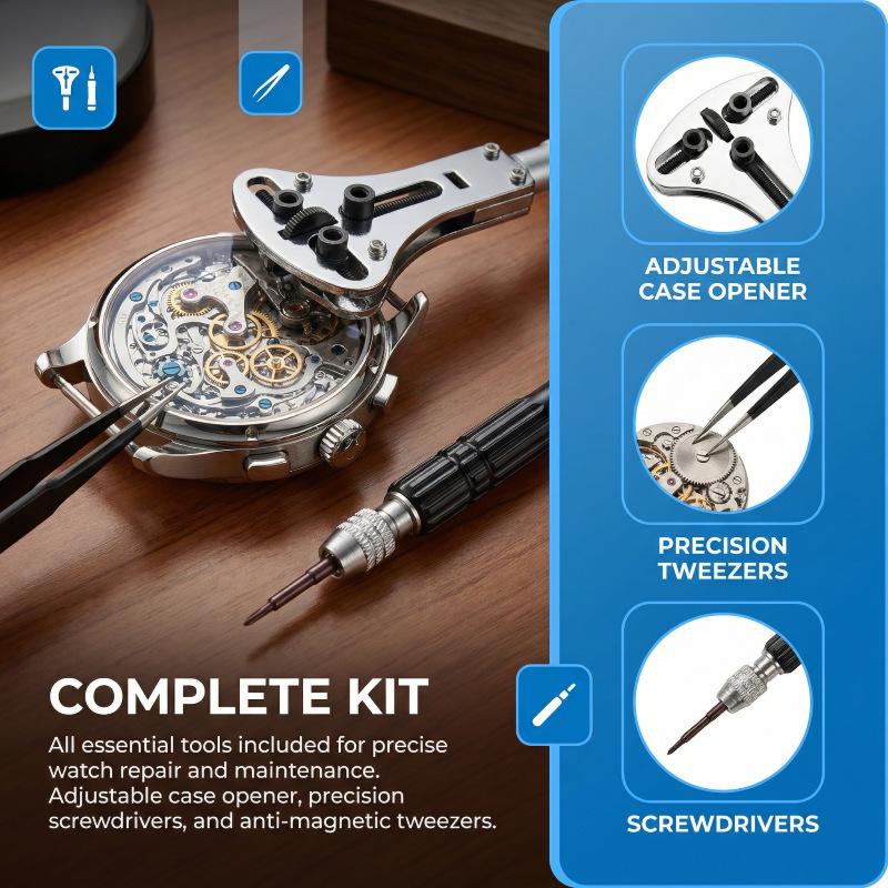 Three-Prong Watch Case Opener Tool Set for Repair & Battery Replacement