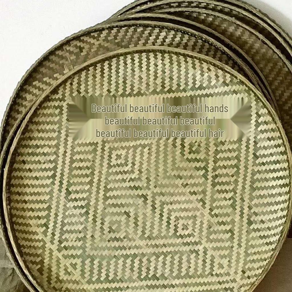 Large Round Bamboo Woven Winnowing Basket with Reinforced Deep Design for Household or Farmhouse Use.