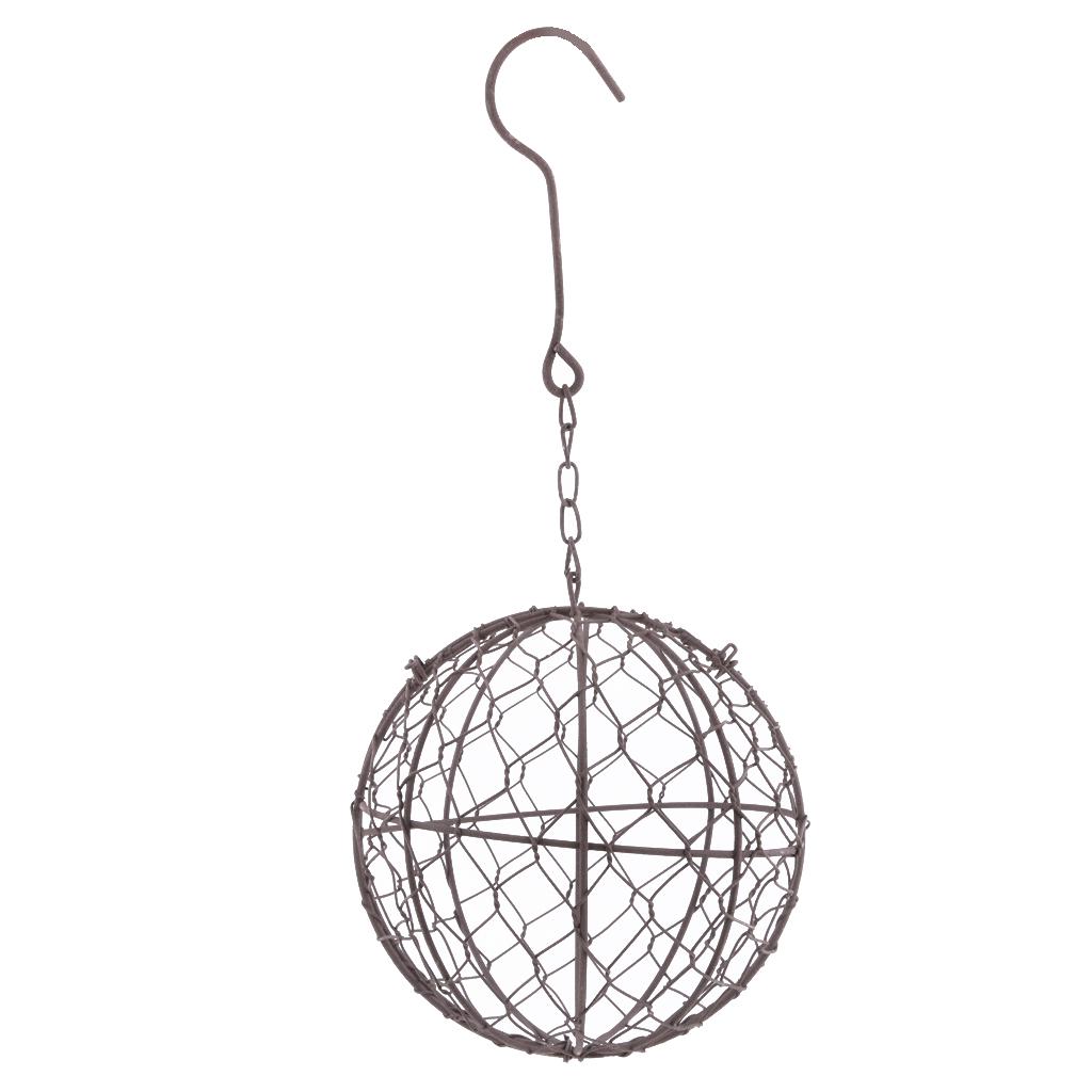 2pcs Rustic Iron Wire Ball Shaped Succulent Pot Iron Hanging Planter Plant