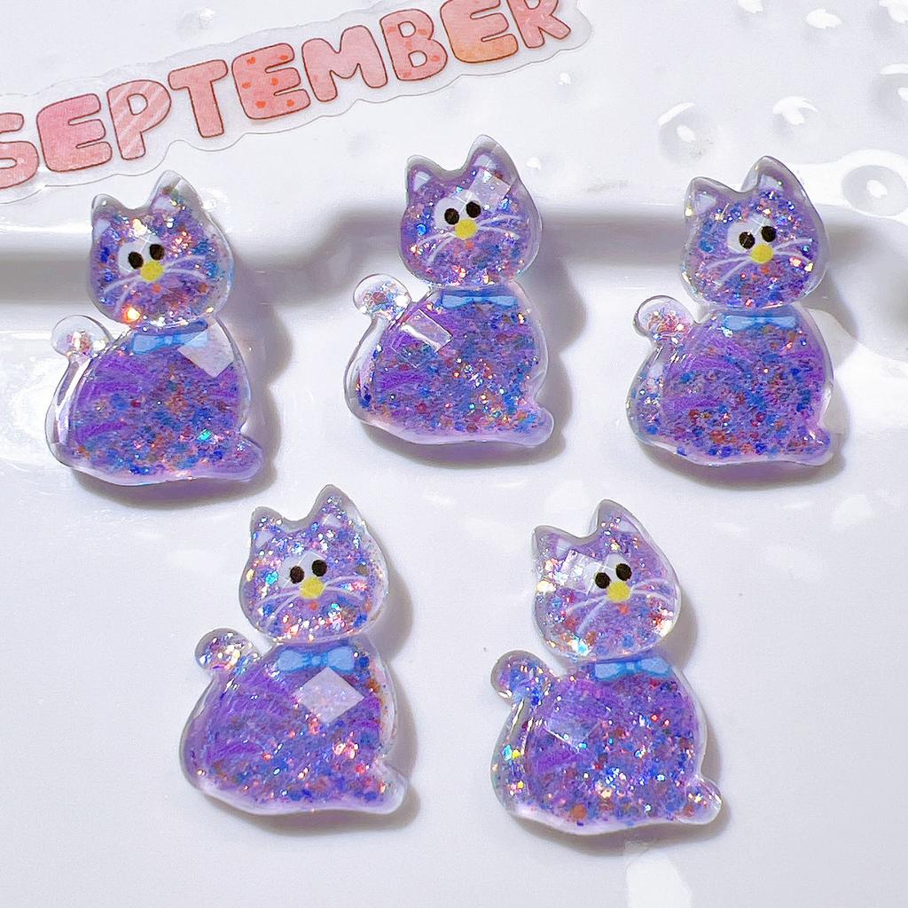 10PCS New Resin Cute Cartoon Shining Cat Series Flat Back Cabochon Home Decor DIY Scrapbook Crafts Jewelry Accessories