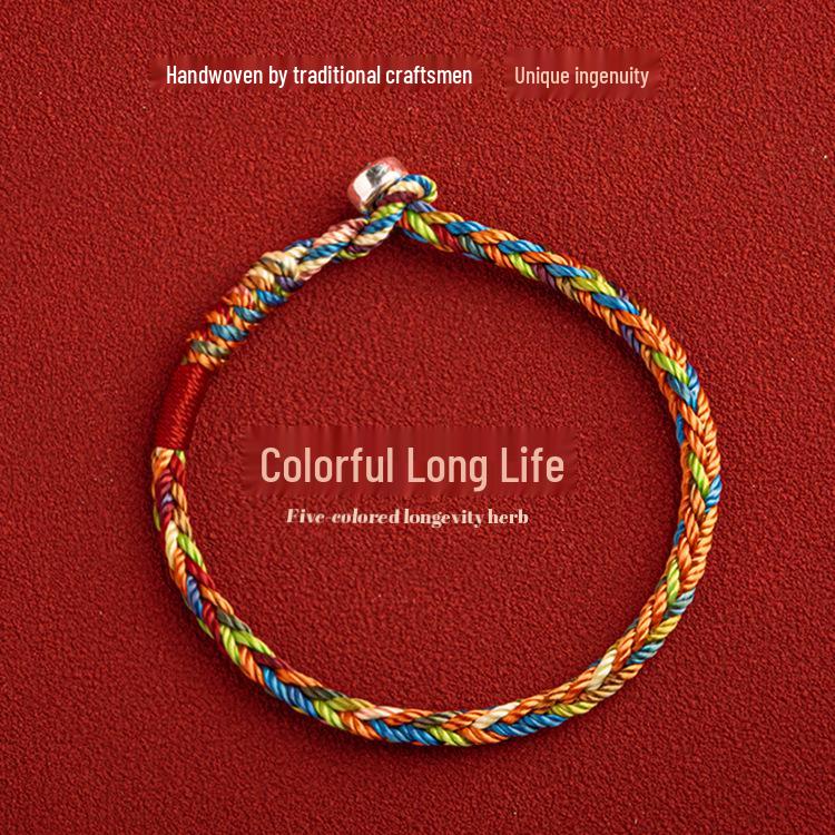 Handmade Five-Color Dragon Boat Festival Bracelet - Lucky Rope for Couples and Babies