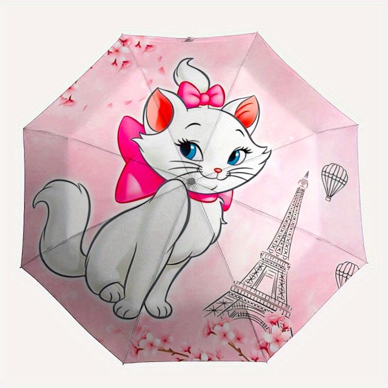 1pc Marie Cat Automatic 3-Fold Umbrella Design, Cute Cartoon Pattern, Portable Outdoor Umbrella, Perfect, Holiday Gift for Disney fans.J063