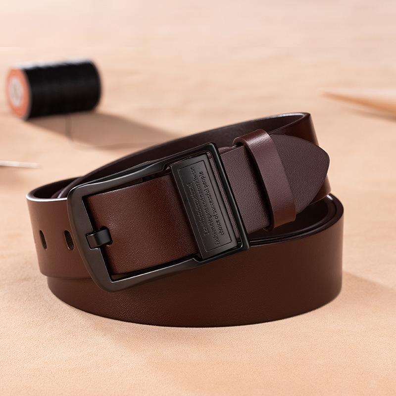 

Pin buckle belt Men s belt Classic casual first-layer cowhide vegetable tanned leather belt