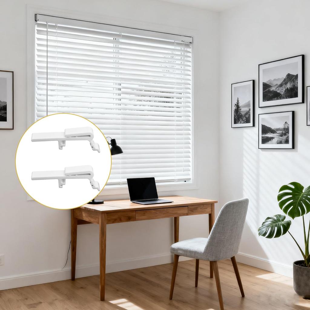 8PCS Vertical Blind Valance Clips & Dust Cover Brackets, Fits 1-1/2" & 1-9/16" Headrail, White Plastic Retainer Clips Replacement Parts