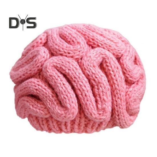 

Шляпа-мозг ужасов в виде мультяшной комедии на Хэллоуин, вязаная эластичная толстая шапка для взрослых и детей, сохраняющая тепло, детский чепчик, зимний головной убор розовый