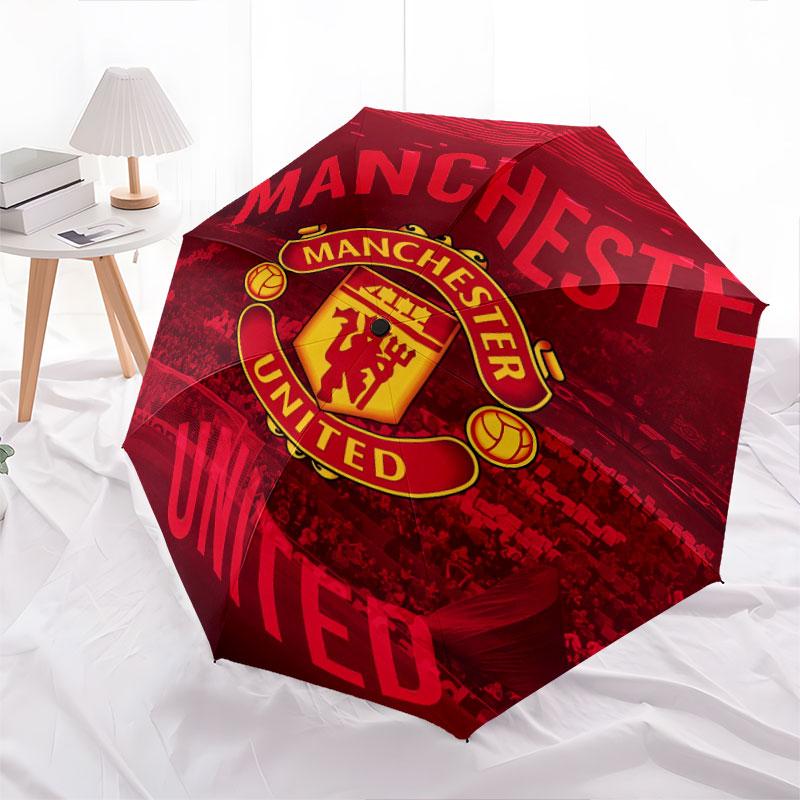 Man Utd, paraguas de plegado automático, diseño portátil y plegable, 8 varillas, un regalo de Navidad o cumpleaños.