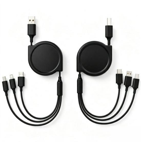 Retractable Macaron 3-in-1 Fast Charging Cable with Custom Logo