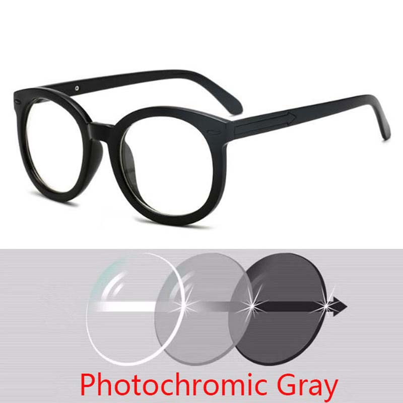 Black Round Eyewear Women Retro Big Optical Arrow Glasses Myopia Men Clear Lens -0.5 -1.0 -1.5 -2.0 -2.5 To -6.0