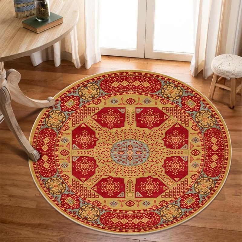 Crystal Pile Carpet Persian Famous Vintage Round Living Room Bedroom Office Cloakroom Rugs Stain-Resistant Washable Mats