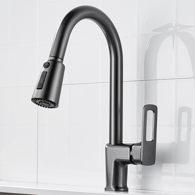 Pull Out Kitchen Faucets Gun Grey Single Handl Black Kitchen Faucet Sink Tap Single Hole Rotating Water Mixer Tap Mixer Tap