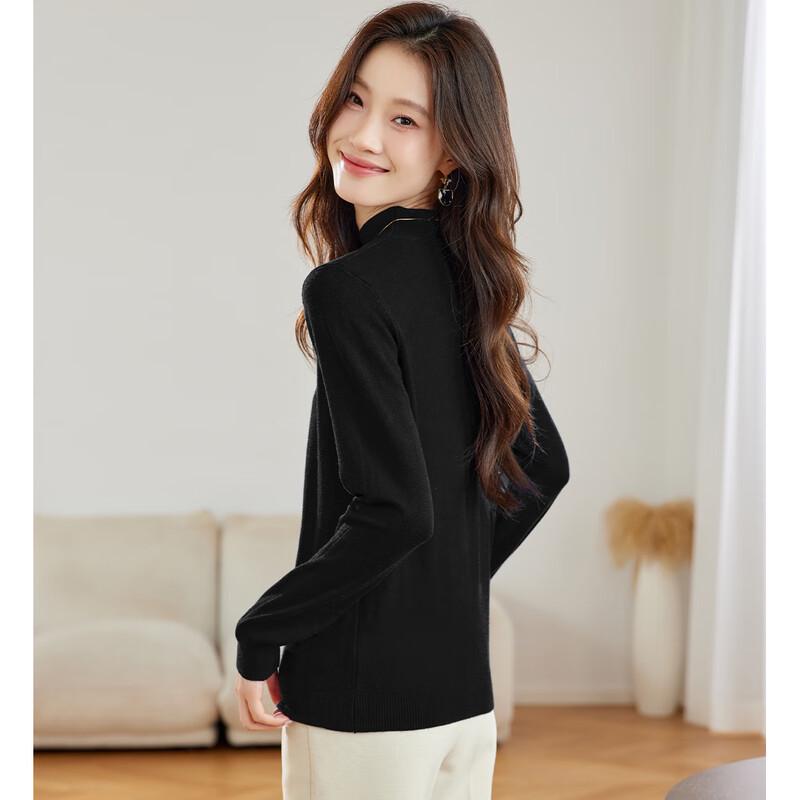 SNOWFLYING Women's Mock Neck Long Sleeve Knit Top