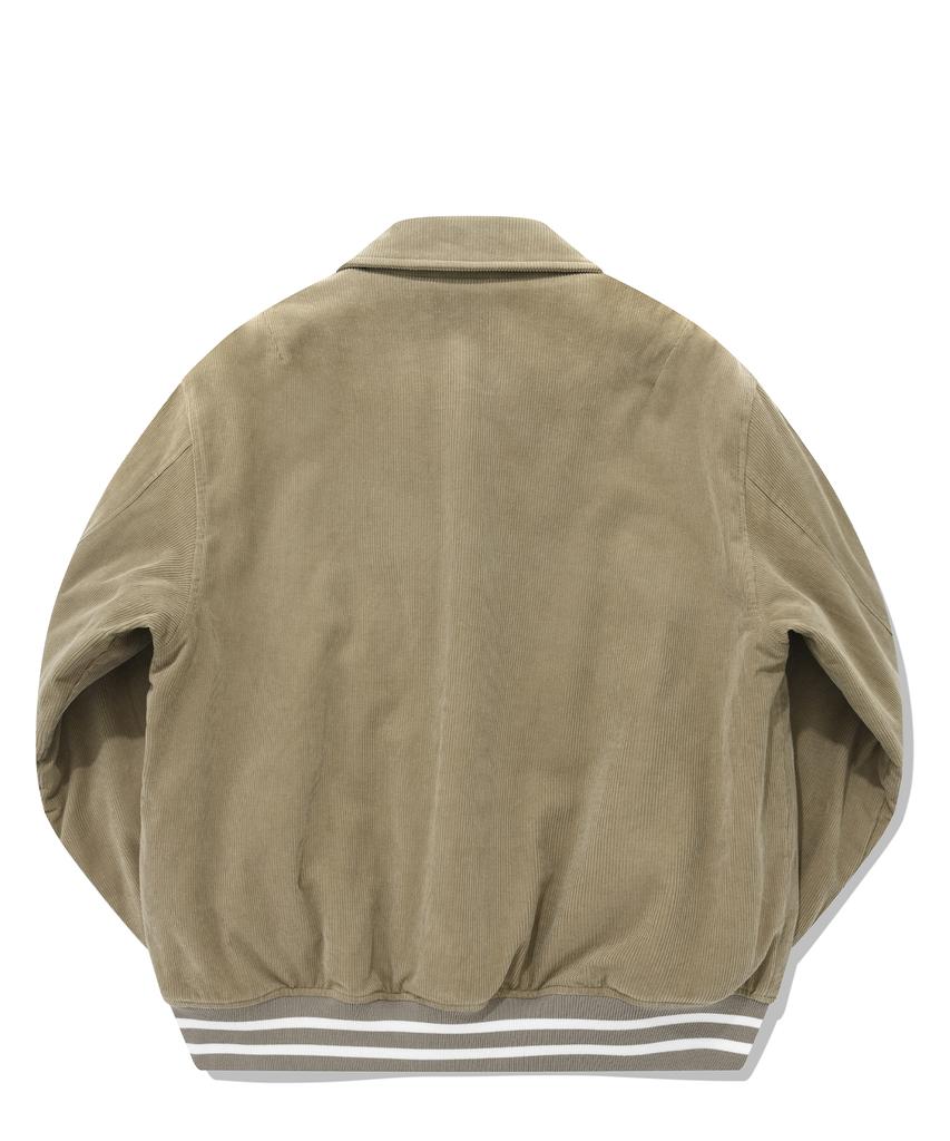 COVERNAT Preppy Corduroy Varsity Jacket Beige