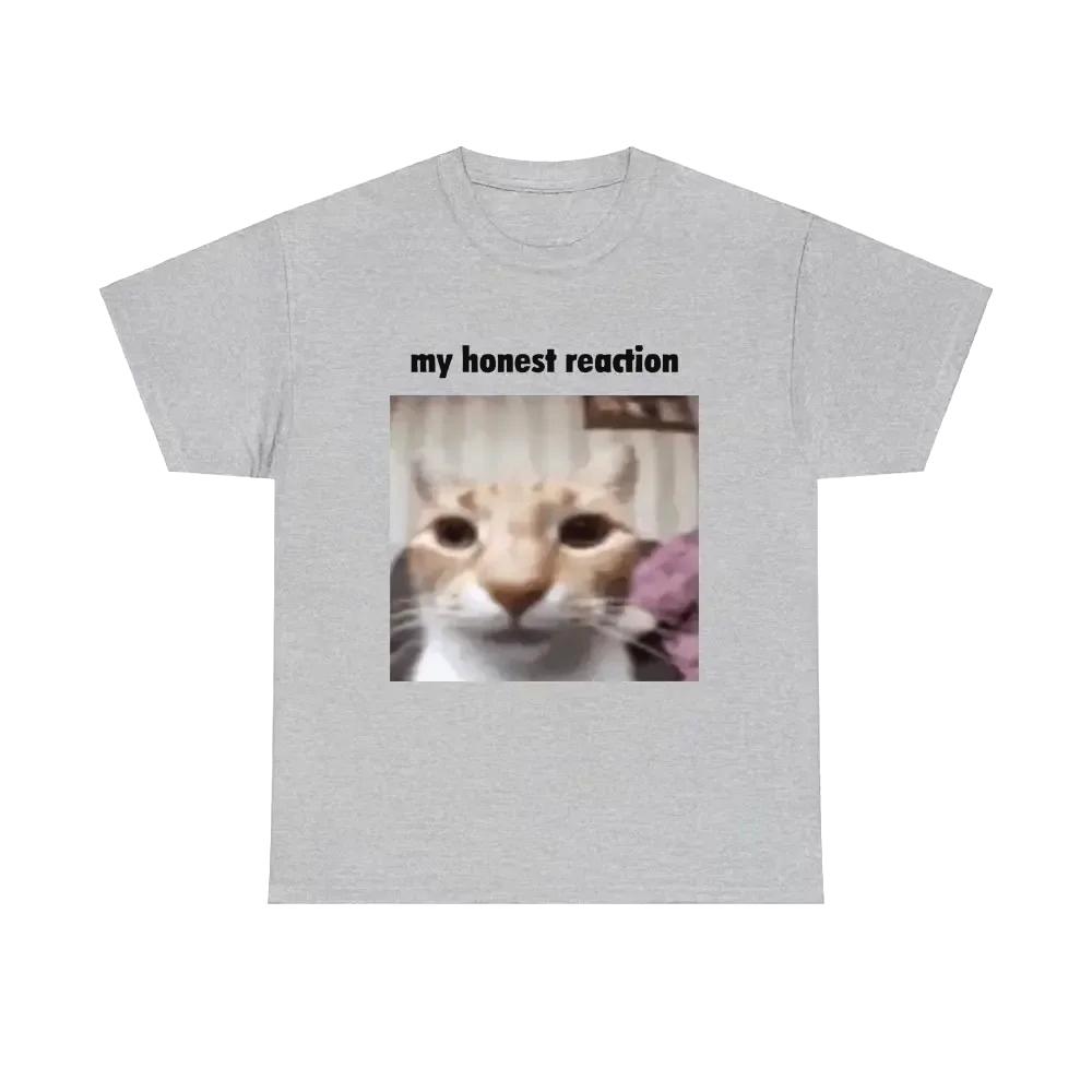 Plus Size My Honest Reaction Tshirts Funny Cat Printed TShirts Women Casual Short Sleeve Tee Womens Joke Humor Summer Clothing