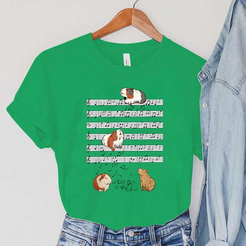 Guinea Pig Women's Clothing Cartoon Animal Note Female T-Shirts Pets Guinea Pig Casual Fashion Women Tops Short Sleeve T-Shirts