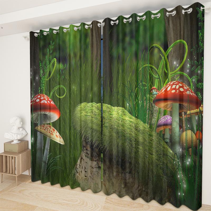 Forest Mushroom Curtain Cloth Bedroom Living Room Balcony Blackout Curtain Office Hotel Insulation Curtain