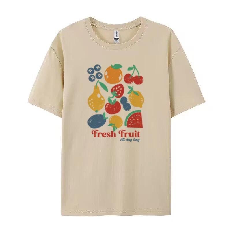 

FeUnisex Cartoon Fruit Print T Shirt Cute Y2k Aesthetic TShirt Short Sleeve Loose Streetwear Graphic Tees Women Retro Fashion Top 4XL