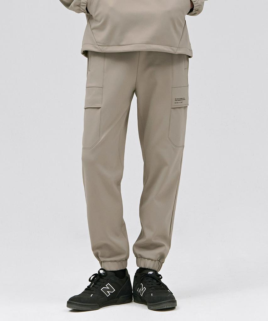 CHASECULT Men'S Tricot Fleece-Lined Cargo Jogger Pants - Beige