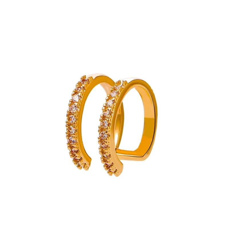 

1Pc Hollow Geometry Rainbow CZ Cuff Wrap Clip on Earrings Women Girls Climber Ear Cartilage Bone Clips Fake Earring Non Piercing