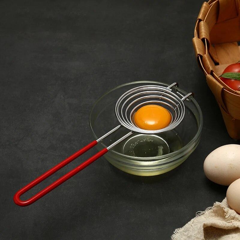 1 Pcs Spiral Stainless Steel Egg White Separator Portable Egg Yolk Divider With Long Handle Kitchen Tool