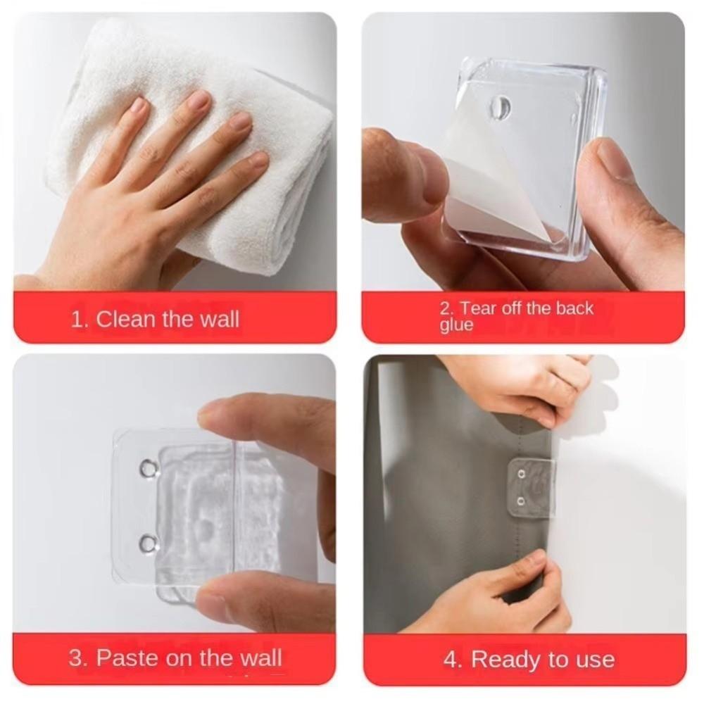 2/4/6/8Pcs Windproof Shower Curtain Clips Non-Punching Curtain Fixed Fastener Window Curtain