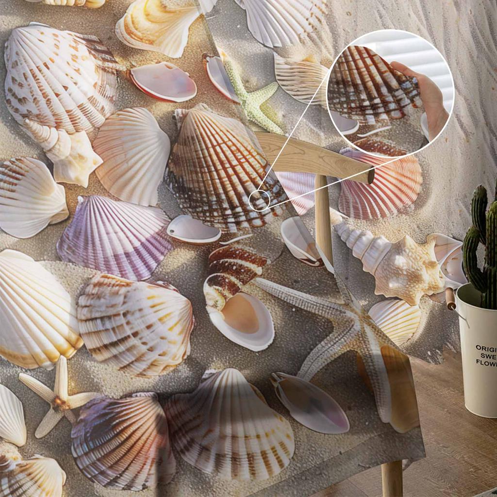 Christmas Tree Beach Shell Sea Star Conch Sheer Curtains Modern Gauze Curtain for Living Room Bedroom Voile Yarn Curtains