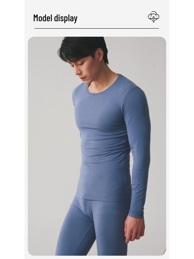 Męski bawełniany zestaw bielizny termicznej - od nastolatków do seniorów, cienki, plus size, flanelowy, ciepły na jesień/zimę