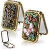 2 Pcs Vintage Foldable Makeup Mirror, Portable Cosmetic Pocket Mirror, Double Sided Butterfly Peacock Vanity Mirror, Metal Compact Small Folding