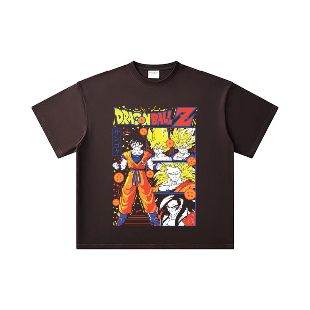 260 GSM Double Yarn 32 Count 100% Cotton Dragon Ball V56 Goku Print Unisex Heavy Cotton T Shirt