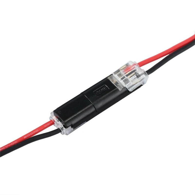 LED Solderless Locking Terminal, Interlocking 2P D2 Connector - Wire to Wire Adapter