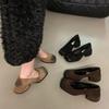Fashion Retro Style Thick Heel Women Square Toe Shoes 2024 Fashion Shallow PU Leather Single Shoes Ladies Comfort Office Pumps