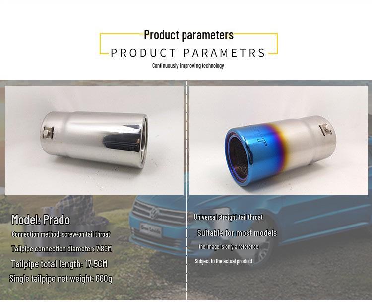 Stainless Steel Exhaust Tailpipe for Toyota Prado Models (2013-2021)