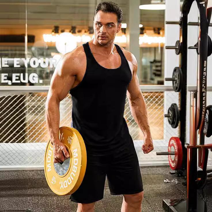 European and American summer fitness training vest men's solid color I-shaped vest men's