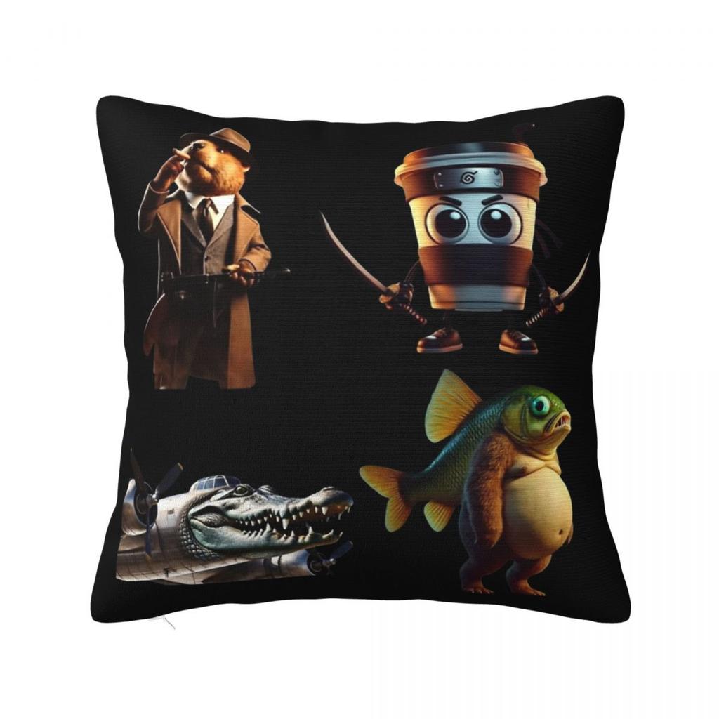 Bombardiro Crocodilo Tralalero Tralala Square Pillow Cases Italian Brainrot Cushion Covers Decorative Pillowcase for Home 18
