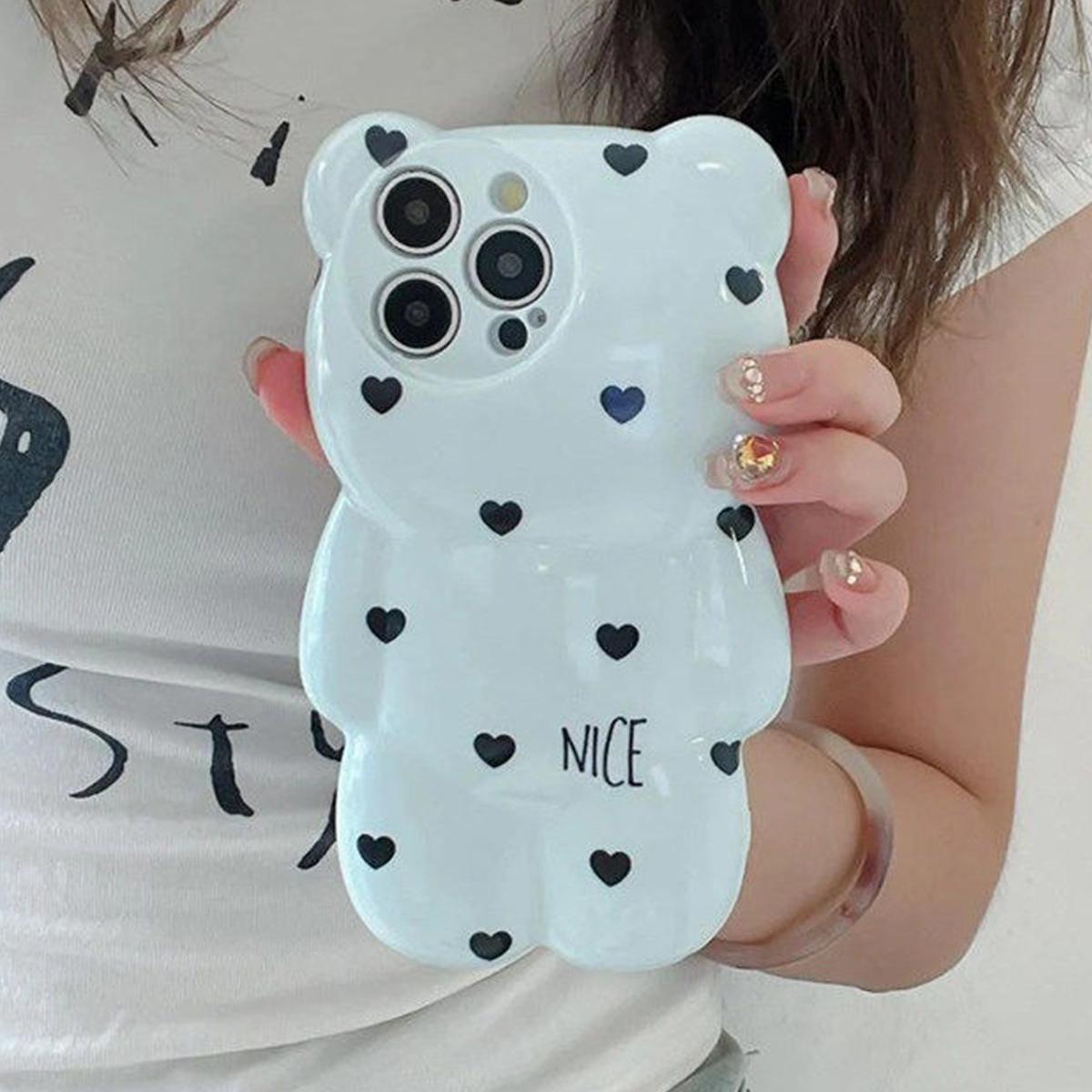 

Cartoon Bear Shell Airbag Anti-fall High-end Mobile Phone Case with Full Edge and Creative Frosted Translucent For iphone 16 Pro Max