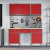 Workbench with Drawers 10 pcs Red Engineered Wood and Steel