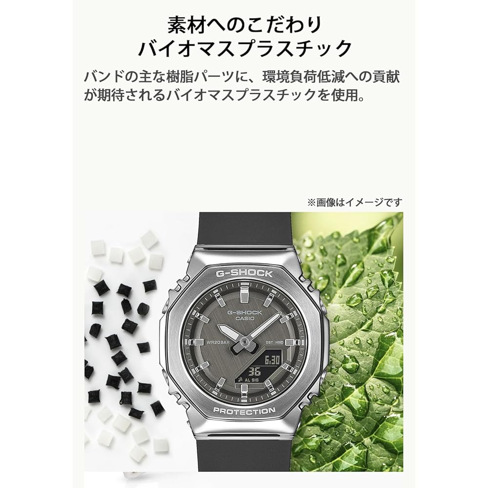 Casio G-Shock GM-S2110-1A1JF Women's Metal Covered Watch Silver Black Eco-Friendly Material