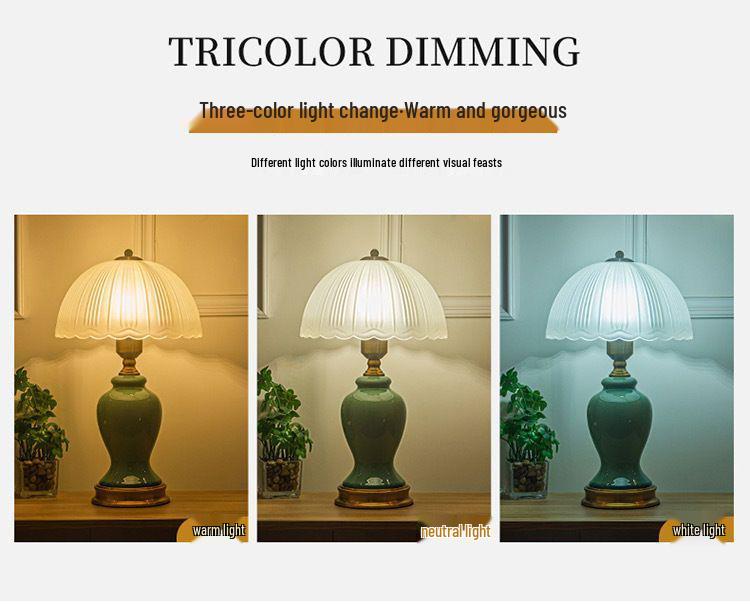 Retro American Ceramic Table Lamp: Modern Bedside Decoration for Master Bedroom