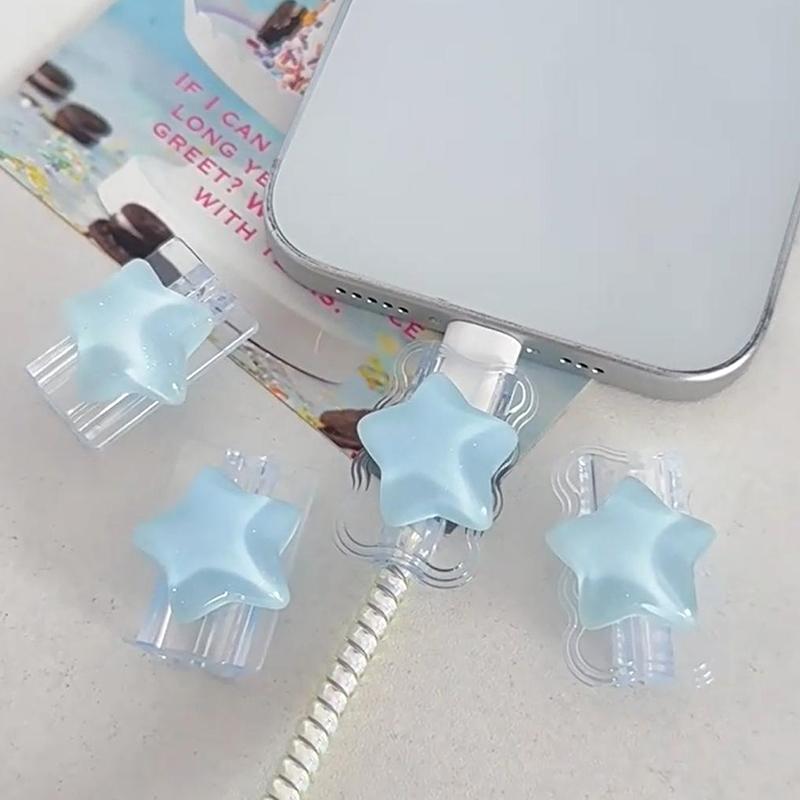 2Pcs/set 3D Ocean Stars Charging Head Protective Covers Charger Line Protectors Organizer Winder Change Charger Protector Cover