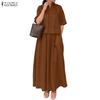 ZANZEA Women Half Sleeve Blouse and Long Skirts Casual Two Piece Suit Sets