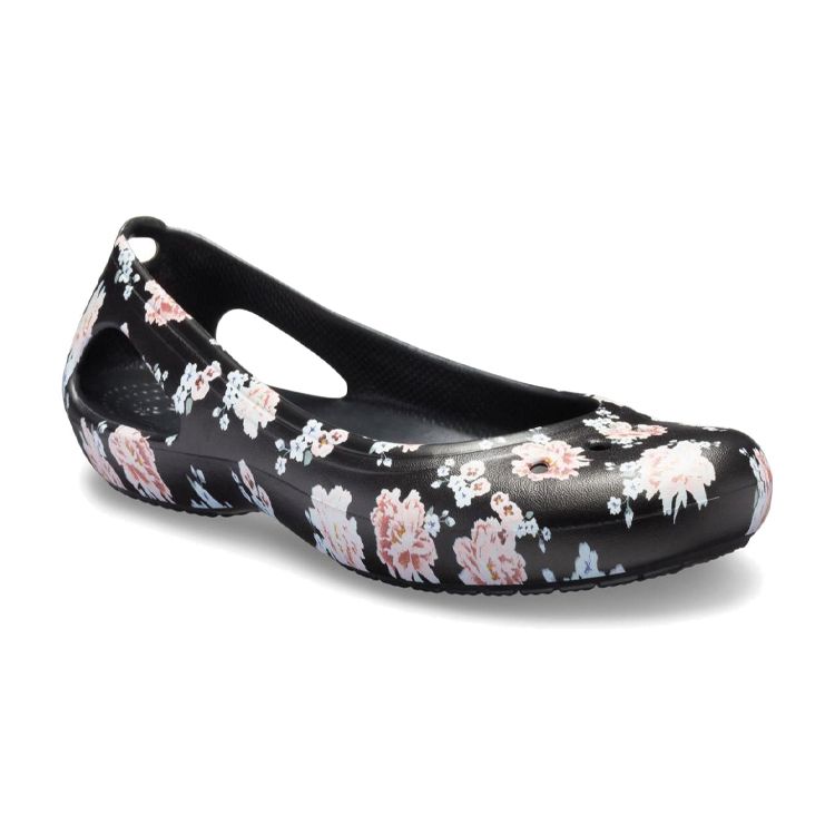 Crocs Kadee Módní duté květinové ploché sandály Dámské sandály Černé 205862-97J