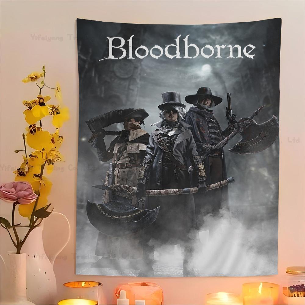 Klassisches Spiel Bloodborne Buntes Wandbehang Hippie Blume Wandteppiche Schlafsaal Dekor Wandkunst Dekor