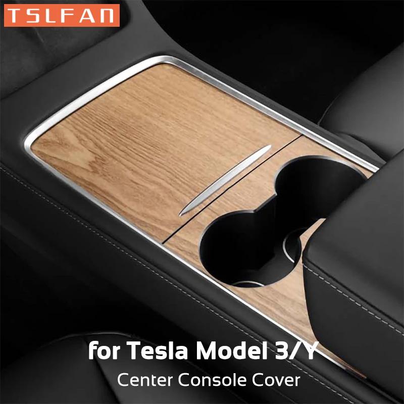 For Tesla Model 3 Y - Center Console Panel Sticker Wood Grain Film Carbon Central Control Cover Car Interior Accessories