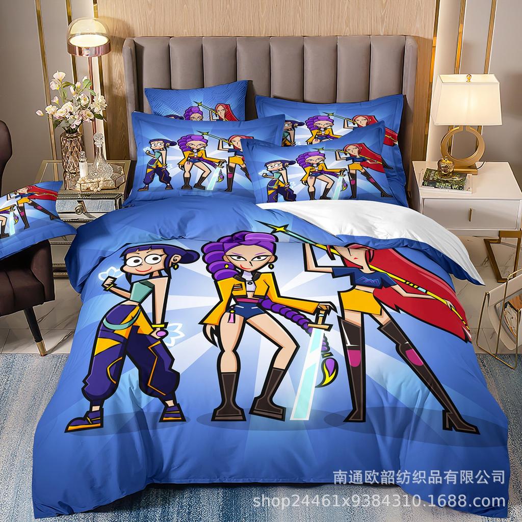 3D Printing, Witch Hunters Cartoon Animation Bedding Quilt Cover Three-Piece Set