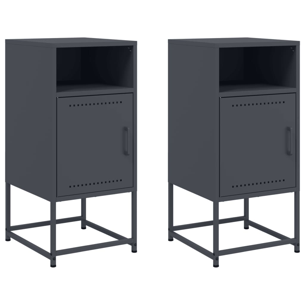 Nightstands 2 pcs Anthracite 36 x 39 x 78 cm Steel