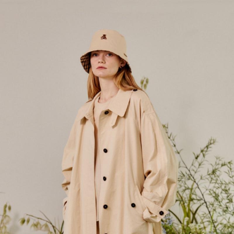 Daks Women S reverSible Bucket Hat Beige Check Embroidery Dbhe4e119i2