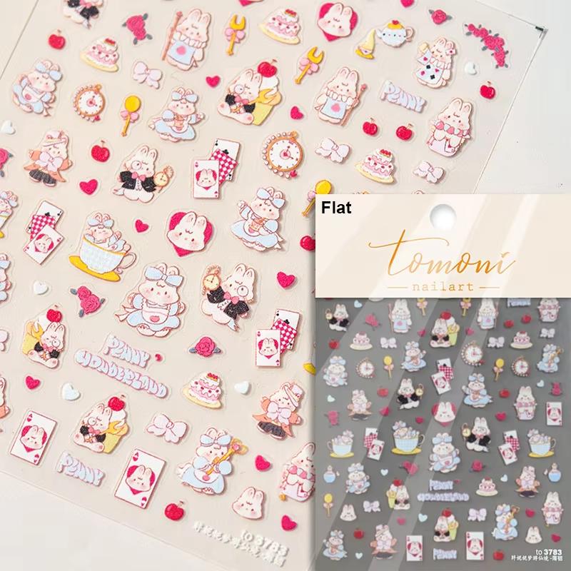 1pcs Cute Sketching Graffiti Animal Cat Dog Rabbit Bear Laser Nail Art Sticker Designs Self Adhesive Decoration Decal Acessories